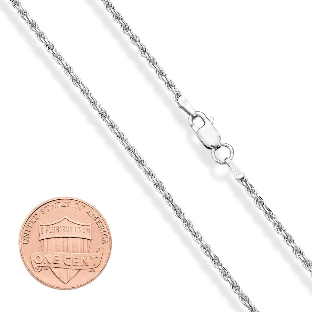 Solid 925 Sterling Silver Rope Chain Necklace 20i… - image 2